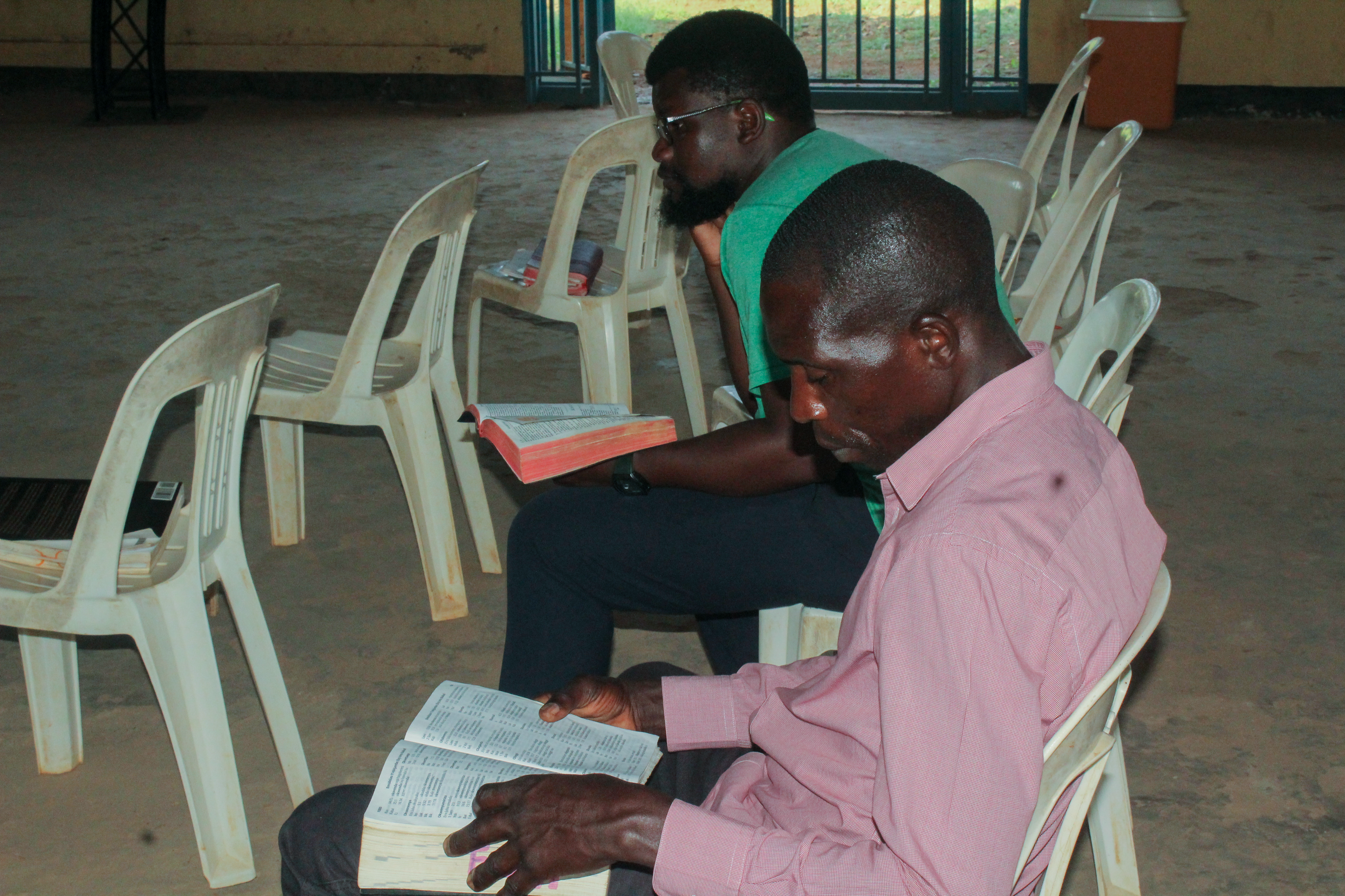 Men studying the Bible