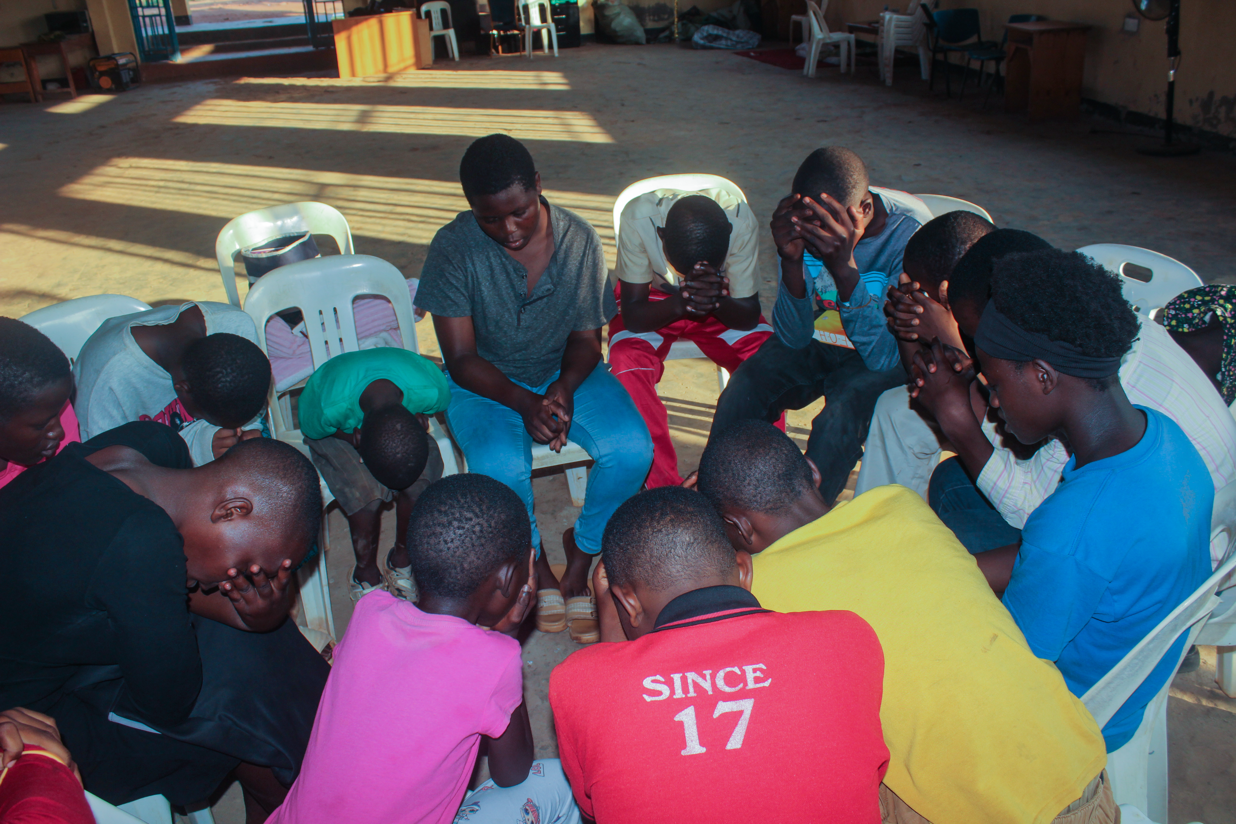 Young people in church